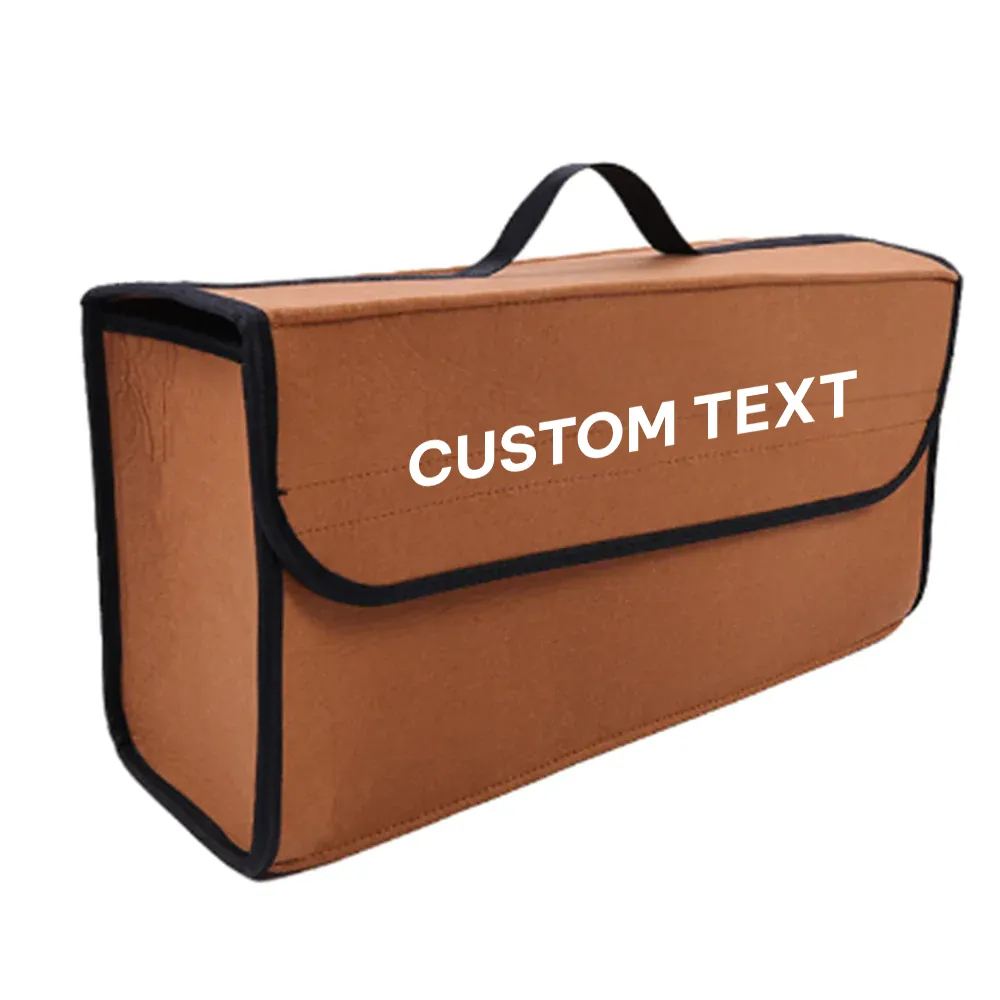 Custom Text For Soft Felt Car Bag Organizer, Compatible with All Cars, Folding Car Storage Box Non Slip Fireproof Car Trunk Organizer MS12990