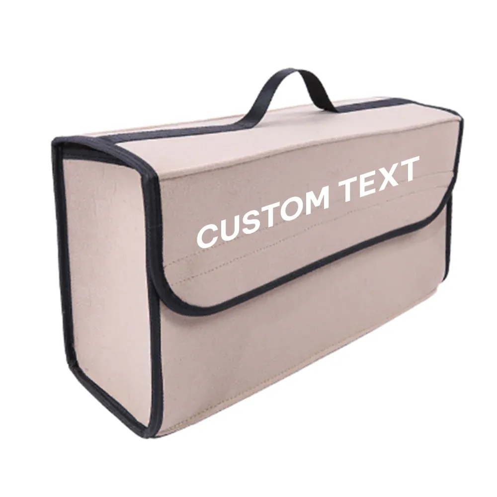 Custom Text For Soft Felt Car Bag Organizer, Compatible with All Cars, Folding Car Storage Box Non Slip Fireproof Car Trunk Organizer MS12990