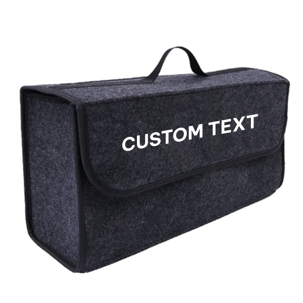 Custom Text For Soft Felt Car Bag Organizer, Compatible with All Cars, Folding Car Storage Box Non Slip Fireproof Car Trunk Organizer MS12990