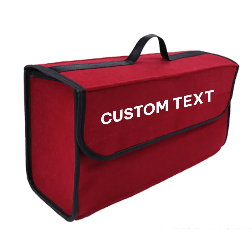 Custom Text For Soft Felt Car Bag Organizer, Compatible with All Cars, Folding Car Storage Box Non Slip Fireproof Car Trunk Organizer MS12990