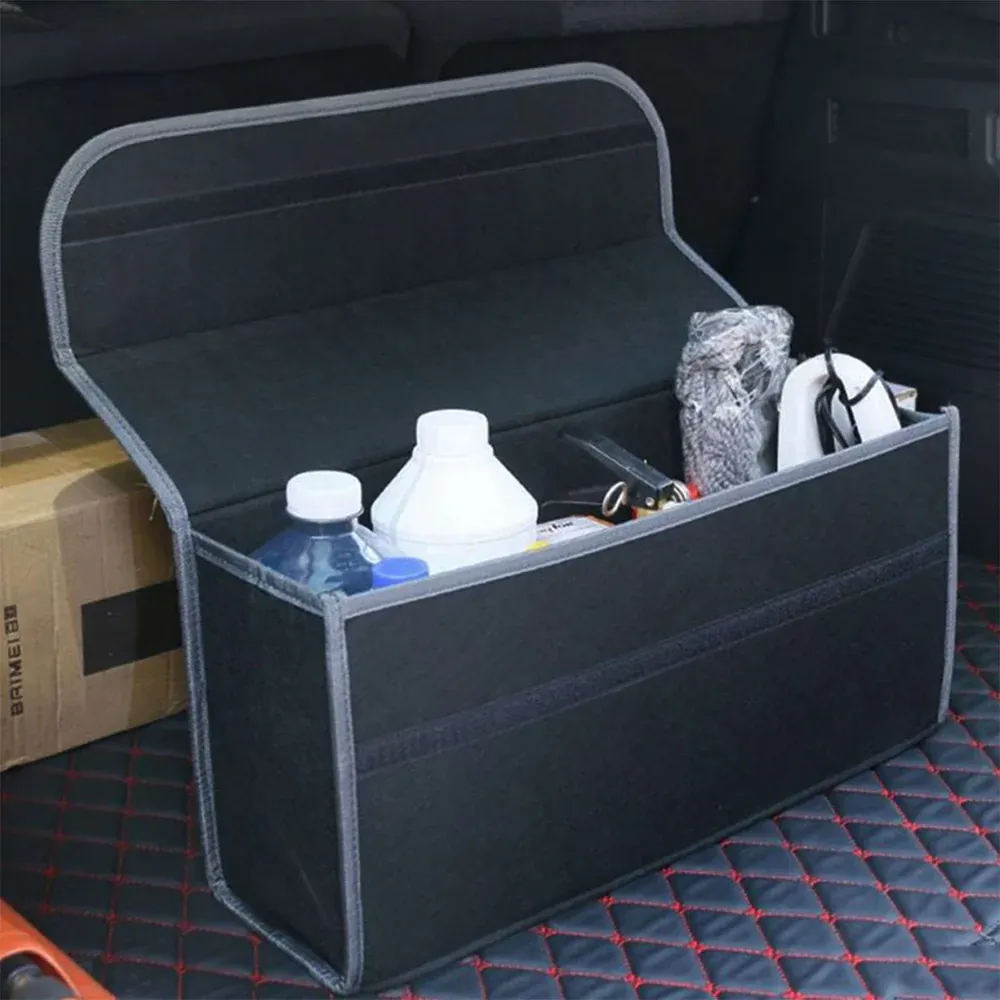 Custom Text For Soft Felt Car Bag Organizer, Compatible with All Cars, Folding Car Storage Box Non Slip Fireproof Car Trunk Organizer MS12990