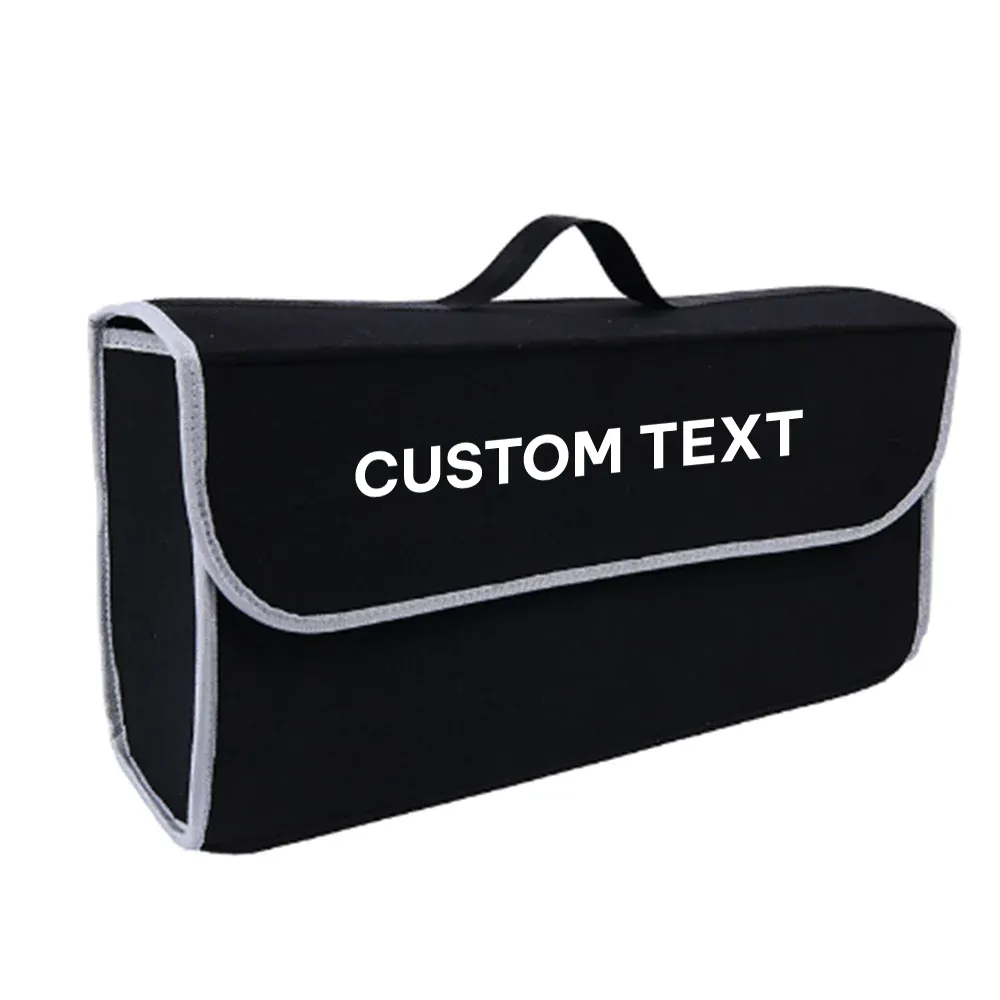 Custom Text For Soft Felt Car Bag Organizer, Compatible with All Cars, Folding Car Storage Box Non Slip Fireproof Car Trunk Organizer MS12990