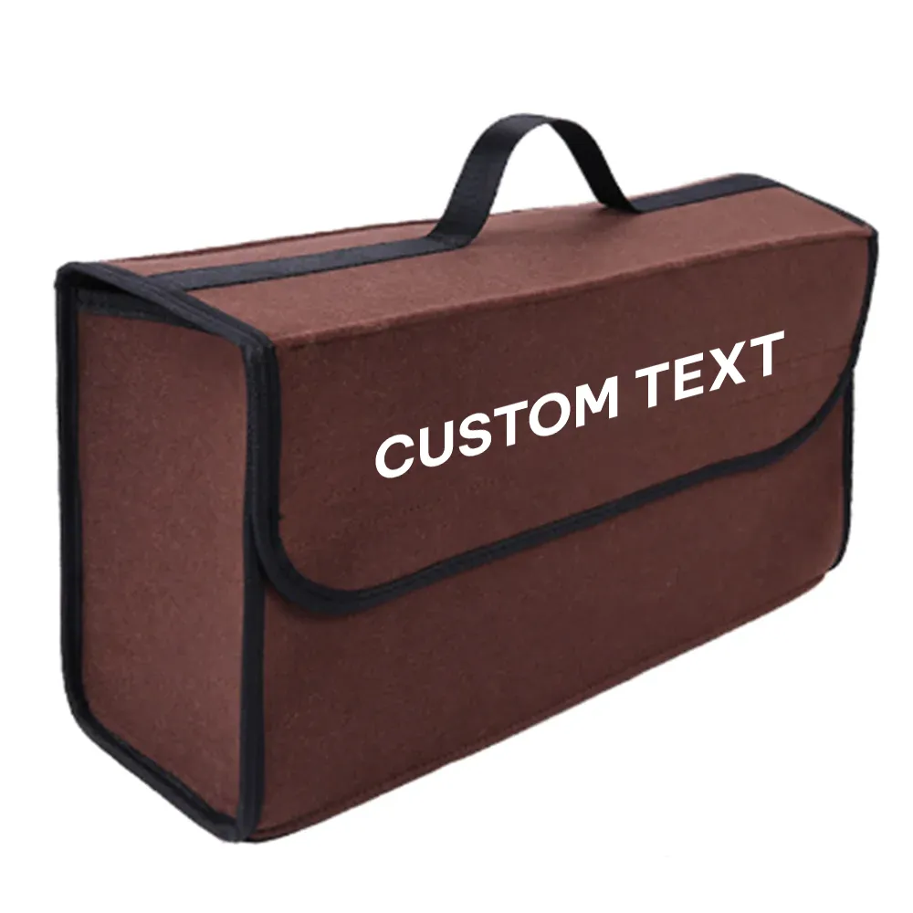 Custom Text For Soft Felt Car Bag Organizer, Compatible with All Cars, Folding Car Storage Box Non Slip Fireproof Car Trunk Organizer MS12990