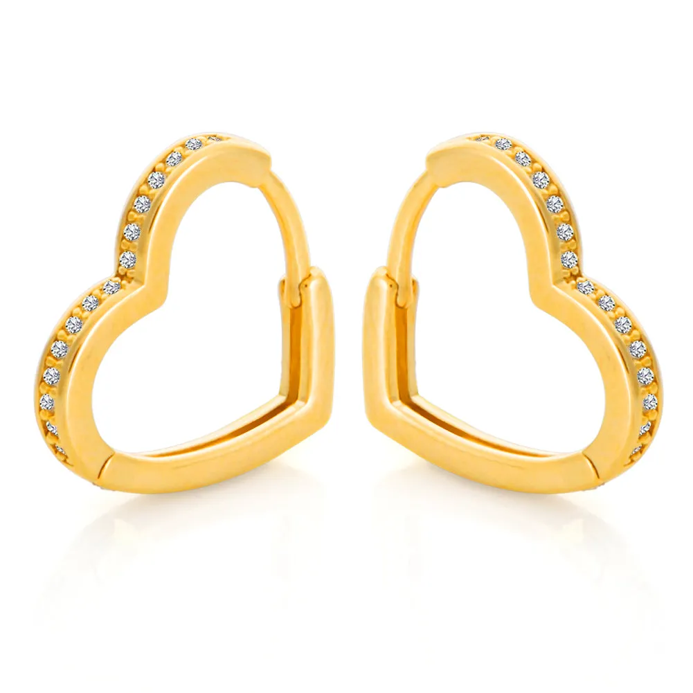 CZ Heart Shape Huggie Hoop Earrings