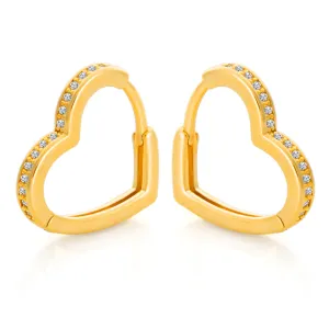 CZ Heart Shape Huggie Hoop Earrings