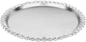 (D) Judaica Charger Plate With Crystal Embellished Border (Silver)