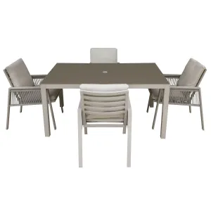 Dellonda Fusion 5 Piece Outdoor Dining Set with Weatherproof Aluminium Frame