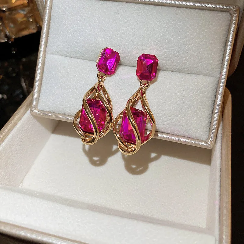 Diamond-encrusted Metal Long Tassel Earrings For Women