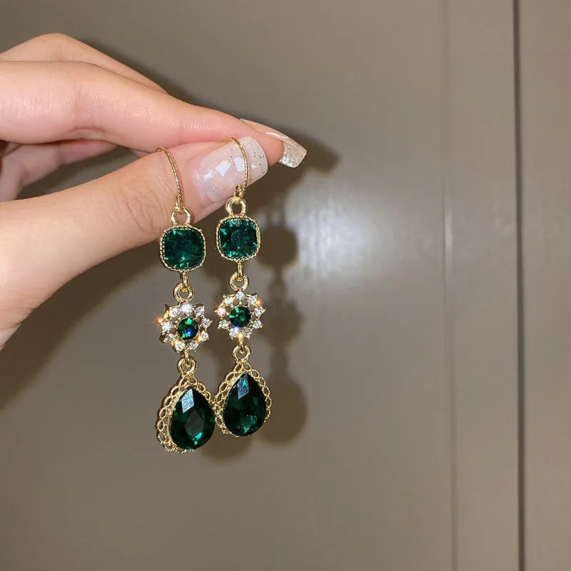 Diamond-encrusted Metal Long Tassel Earrings For Women