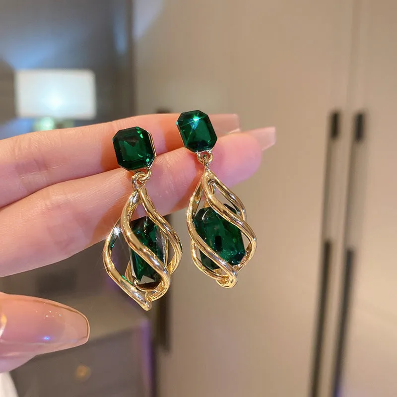 Diamond-encrusted Metal Long Tassel Earrings For Women