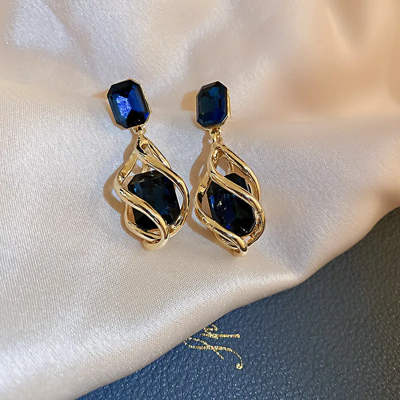 Diamond-encrusted Metal Long Tassel Earrings For Women