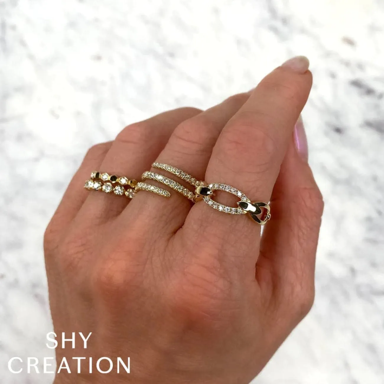 Diamond Hexagon 14K Yellow Gold 0.16Ct Band