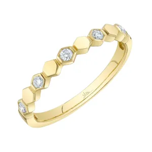 Diamond Hexagon 14K Yellow Gold 0.16Ct Band