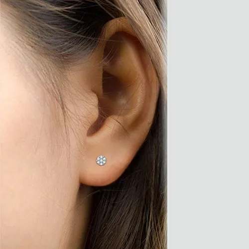 Diamond Jewel 14K Gold Diamond Flower Cluster Stud Great Value