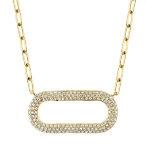 Diamond Paper Clip 14K Yellow Gold 0.36Ct Link Necklace
