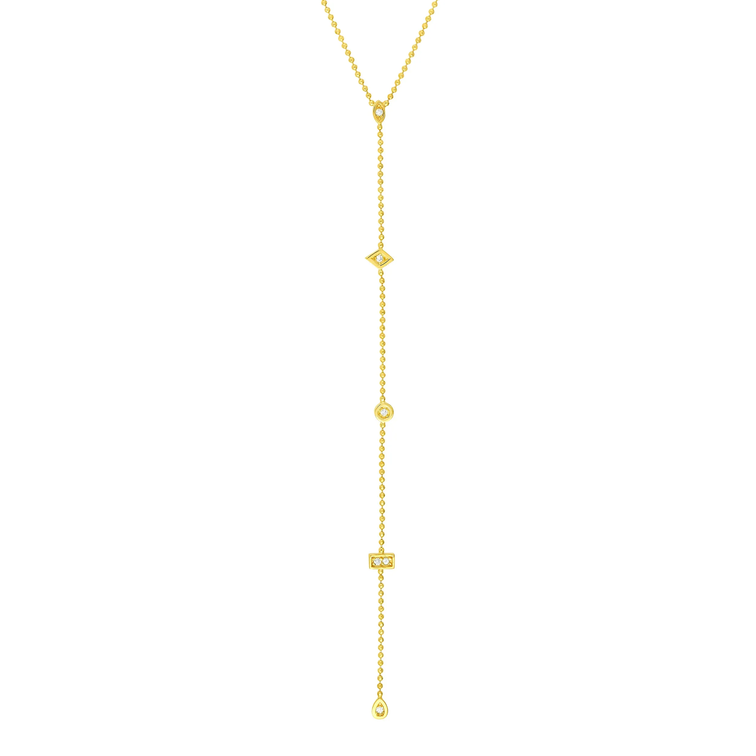 Diamond Y-Necklace with Geometric Elements