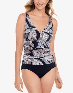 Dot Leaf Me V Neck Shirred One Piece