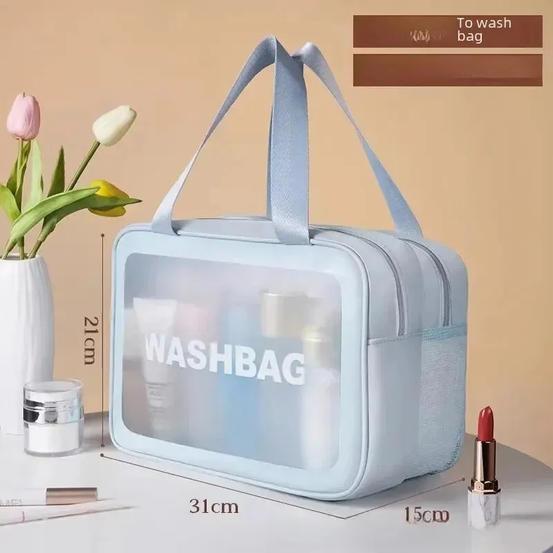 Double Layer Dry Wet Makeup Bag with Wet/Dry Compartments Large Capacity Makeup Bag Toiletry Bag Travel Portable Handbag