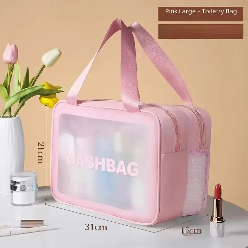 Double Layer Dry Wet Makeup Bag with Wet/Dry Compartments Large Capacity Makeup Bag Toiletry Bag Travel Portable Handbag