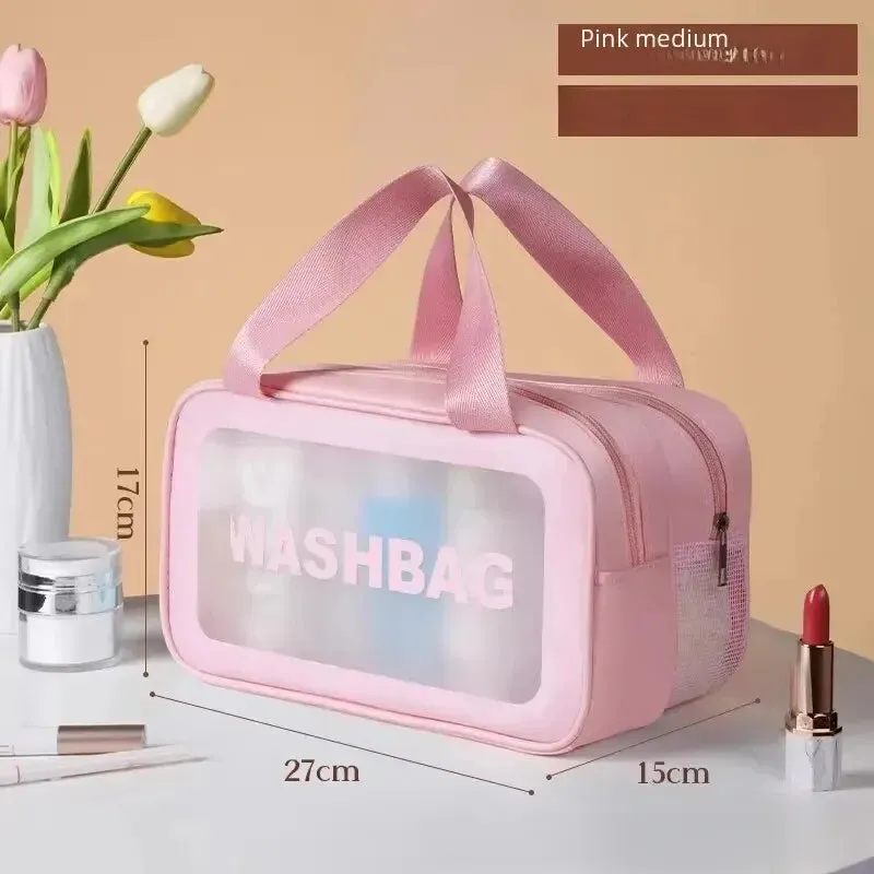 Double Layer Dry Wet Makeup Bag with Wet/Dry Compartments Large Capacity Makeup Bag Toiletry Bag Travel Portable Handbag