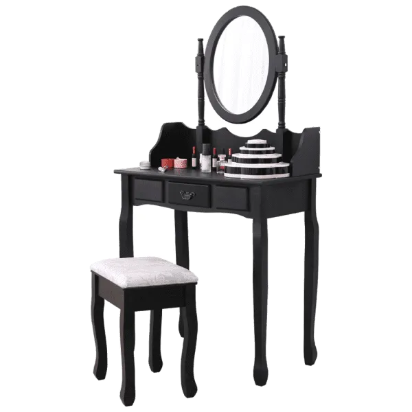 DRESSING TABLE STOOL MAKEUP MIRROR JEWELLERY ORGANIZER DRAWER CABINET