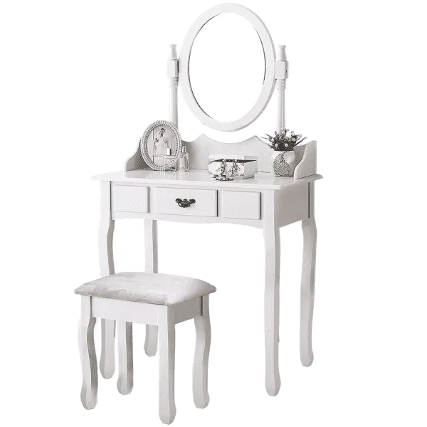 DRESSING TABLE STOOL MIRROR MAKEUP JEWELLERY ORGANIZER DRAWER CABINET