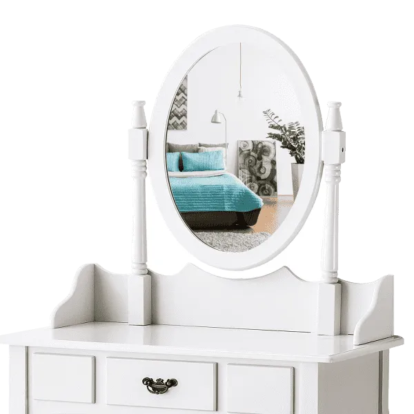 DRESSING TABLE STOOL MIRROR MAKEUP JEWELLERY ORGANIZER DRAWER CABINET