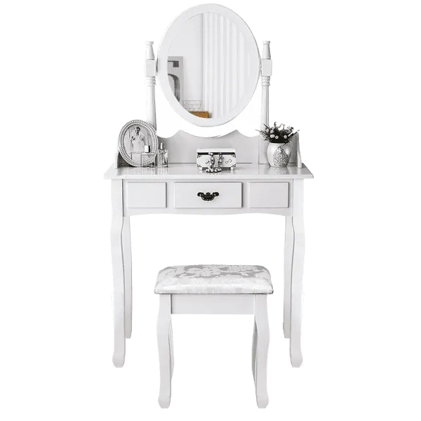 DRESSING TABLE STOOL MIRROR MAKEUP JEWELLERY ORGANIZER DRAWER CABINET
