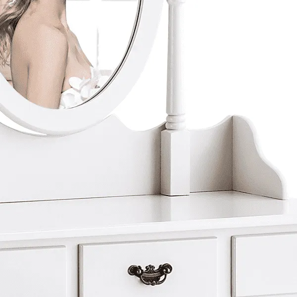 DRESSING TABLE STOOL MIRROR MAKEUP JEWELLERY ORGANIZER DRAWER CABINET