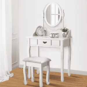 DRESSING TABLE STOOL MIRROR MAKEUP JEWELLERY ORGANIZER DRAWER CABINET
