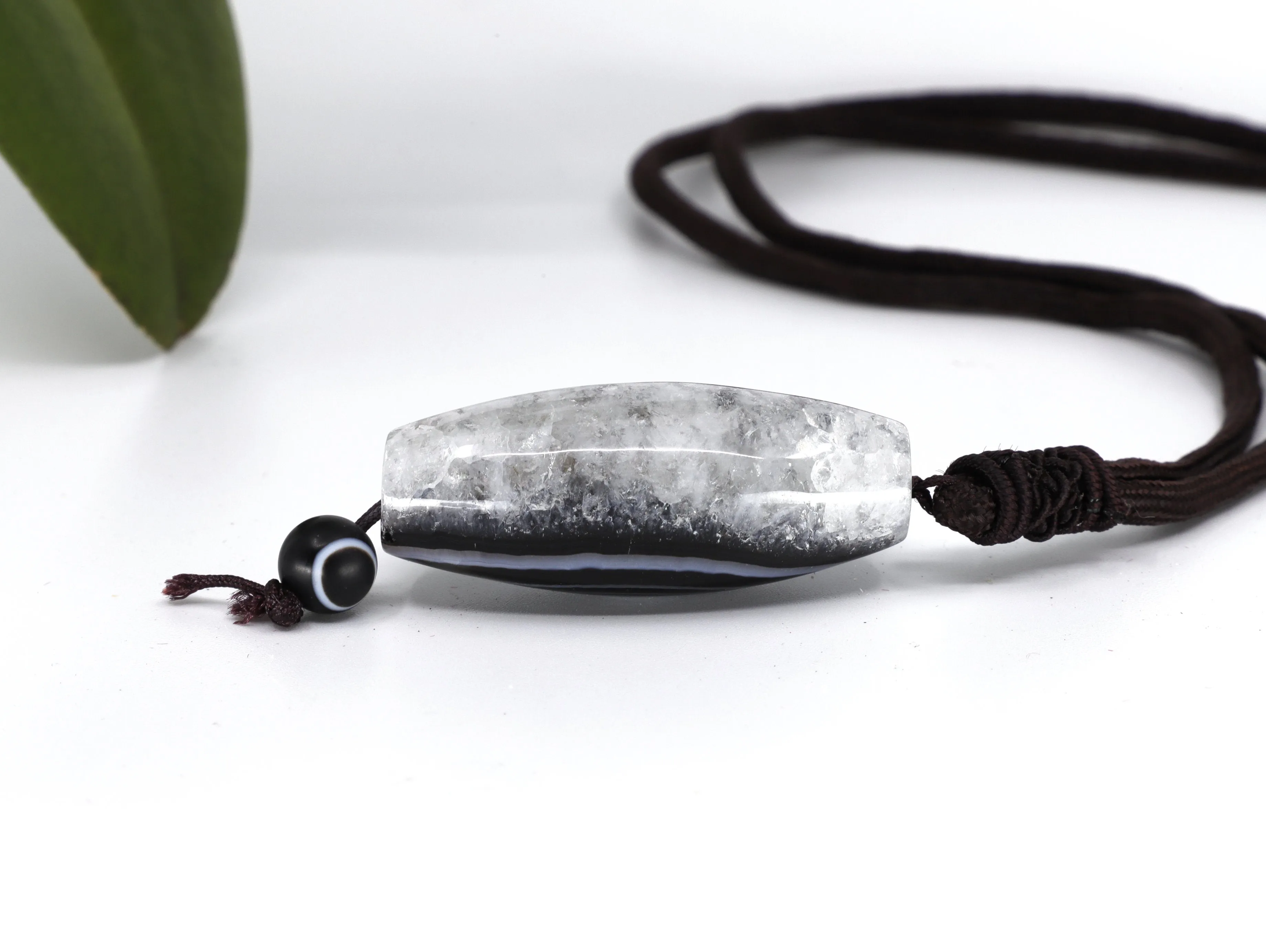Dzi Bead Evil Eye necklace | Quartz