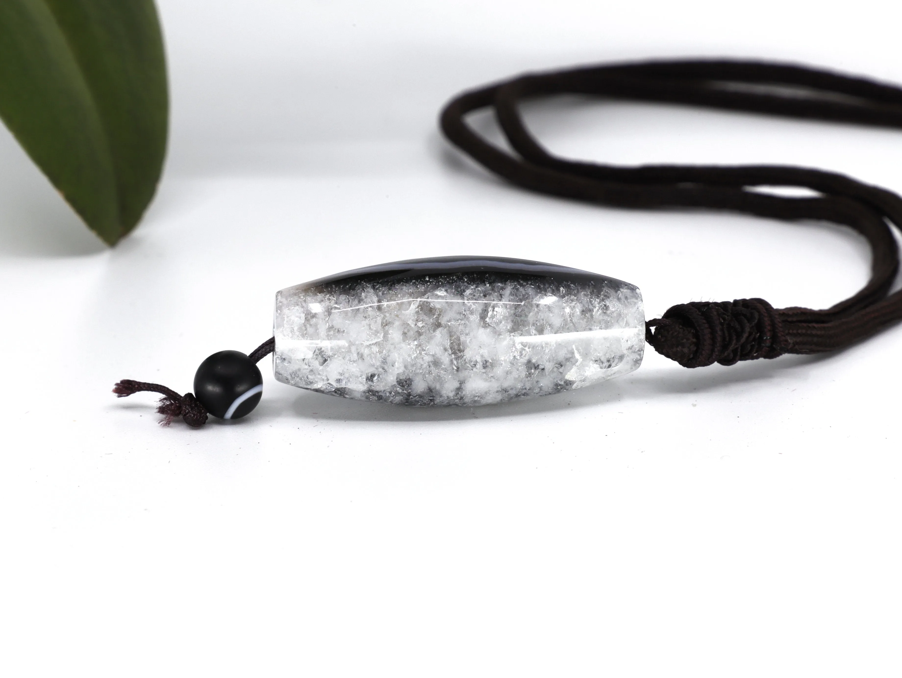 Dzi Bead Evil Eye necklace | Quartz
