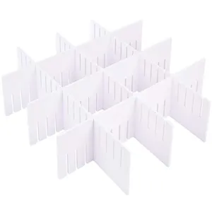 E-BAYKER Drawer Organizer, Drawer Dividers, DIY Arbitrary Splicing Sub-Grid Household Storage Spacer Finishing Shelves for Home Tidy Closet & Desk Makeup Socks Underwear Scarves-3.6x18.5in (6 Pack)