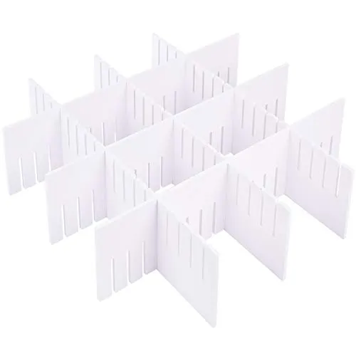 E-BAYKER Drawer Organizer, Drawer Dividers, DIY Arbitrary Splicing Sub-Grid Household Storage Spacer Finishing Shelves for Home Tidy Closet & Desk Makeup Socks Underwear Scarves-3.6x18.5in (6 Pack)