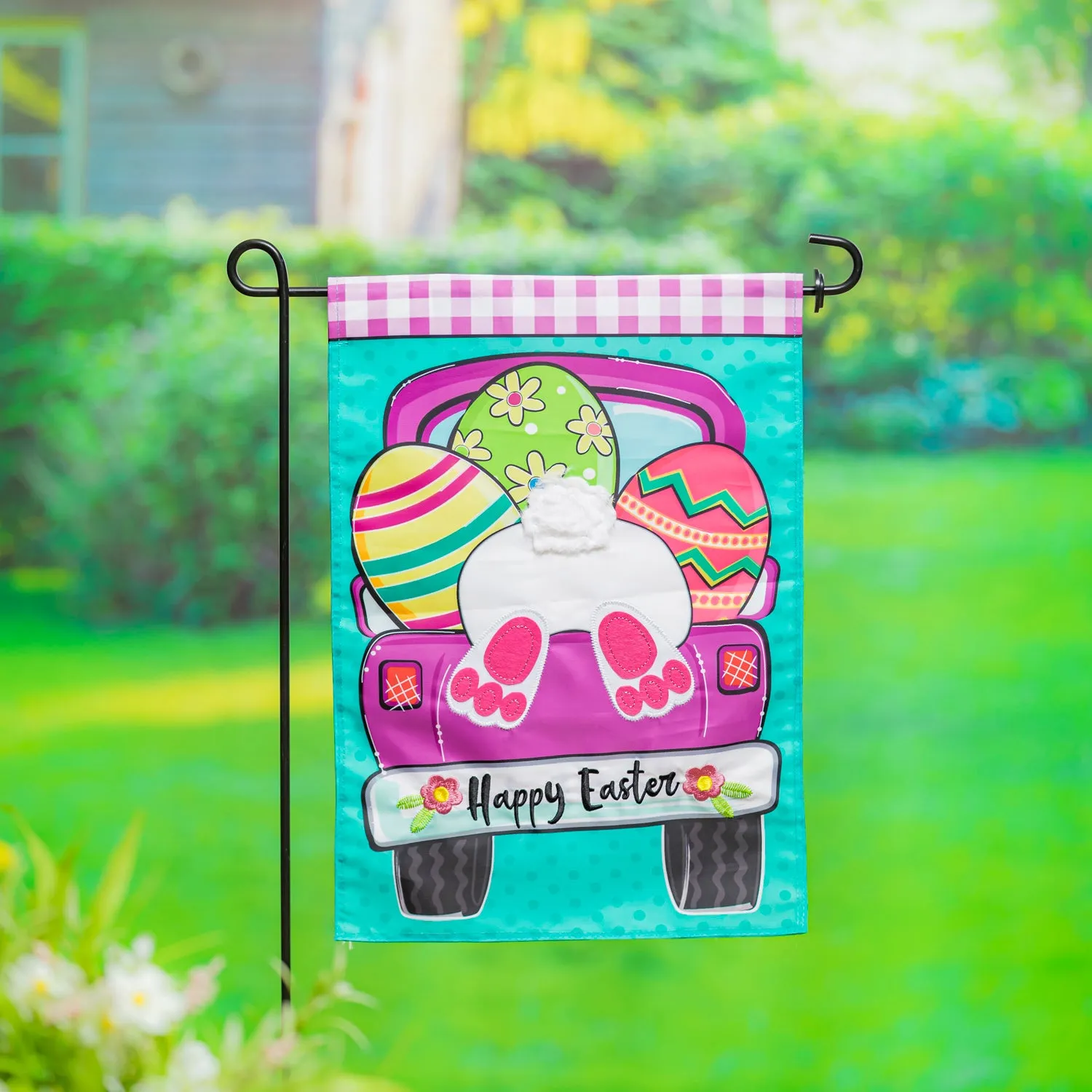 Easter Truck Bunny Bottom Garden Applique Flag,169419