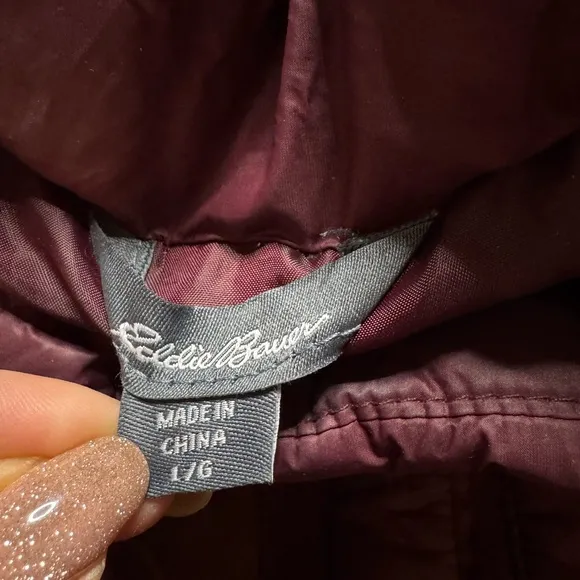 Eddie Bauer Burgundy Meadow Quilted Packable Puffy Jacket L