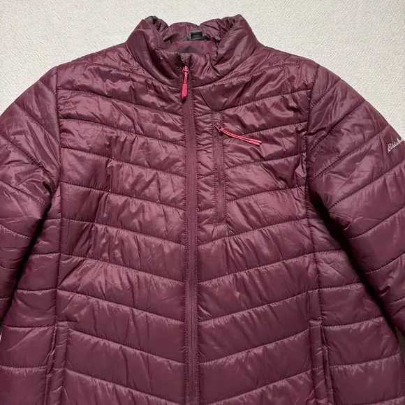 Eddie Bauer Burgundy Meadow Quilted Packable Puffy Jacket L