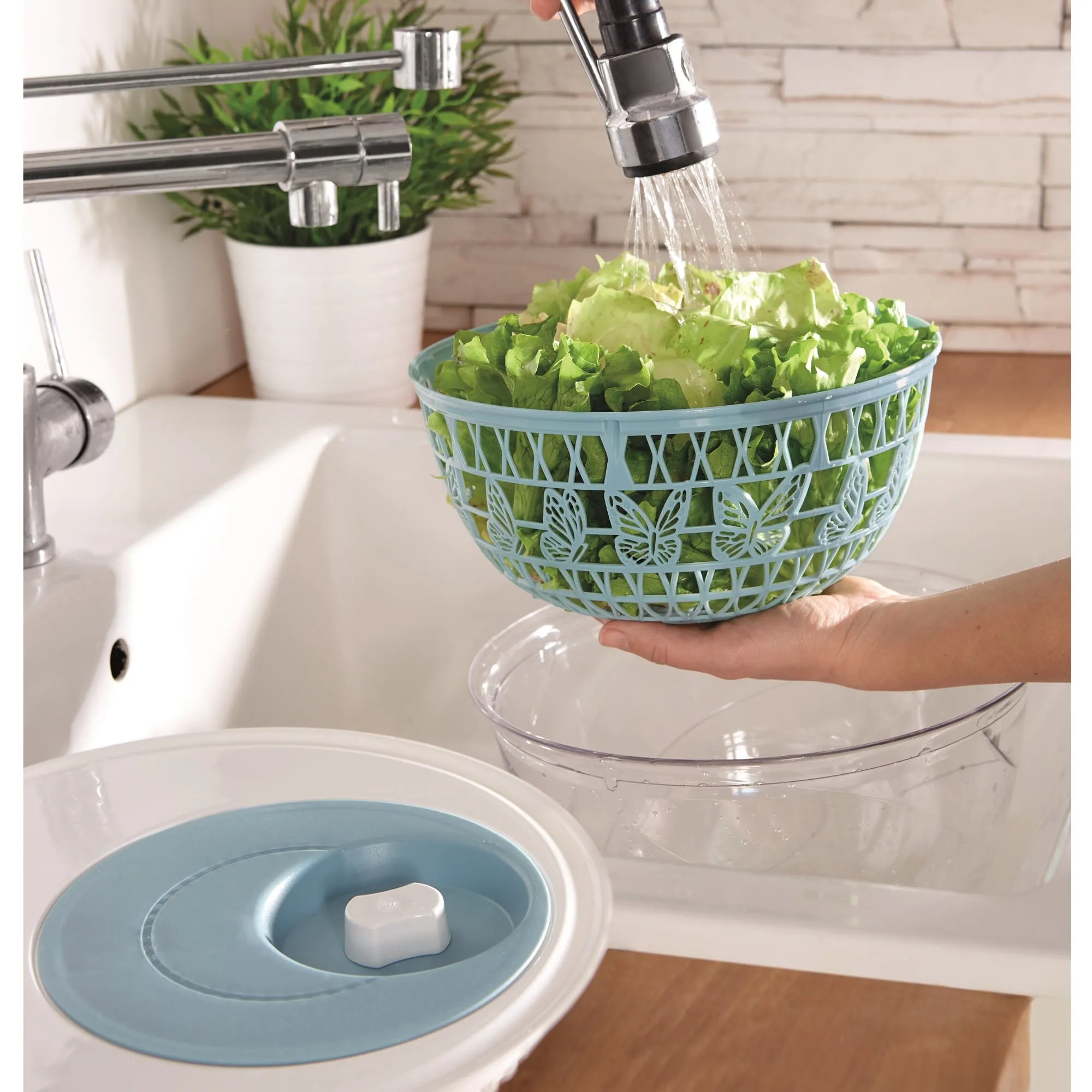Eetrite Snips Miss Butterfly Salad Spinner 4L Light Blue (2 In 1) 020476