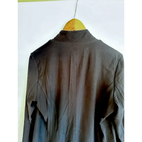 EILEEN FISHER Blazer Smal Washable Stretch Crepe One-Button Shawl Neck Black USA
