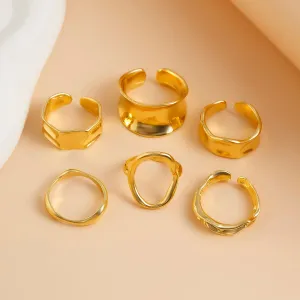 Elegant 6Pcs Geometric Patterns Ring Set