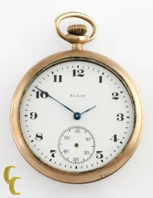 Elgin Antique Open Face Gold Filled Pocket Watch Gr 303 Size 12 7 Jewel