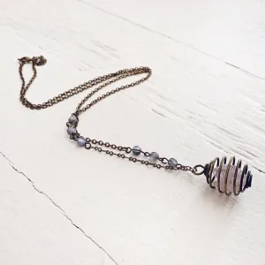 encapsulate // caged amethyst or quartz crystal gemstone necklace
