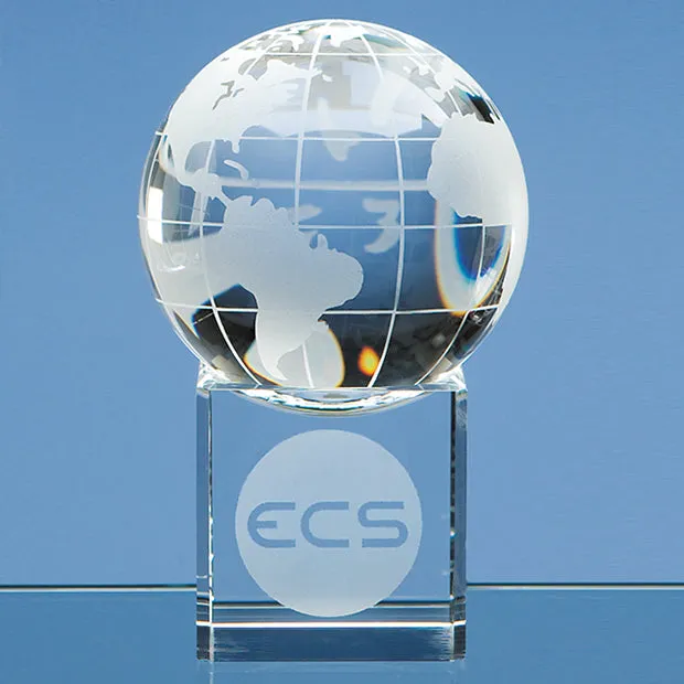 Engraved Crystal Globe on Base
