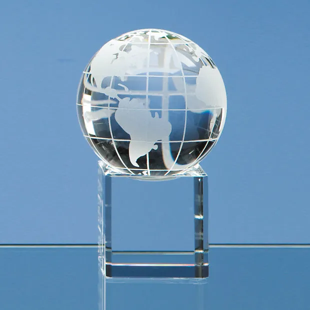 Engraved Crystal Globe on Base