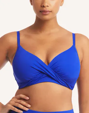 Essentials Cobalt DD/E Cross Front Bikini Top