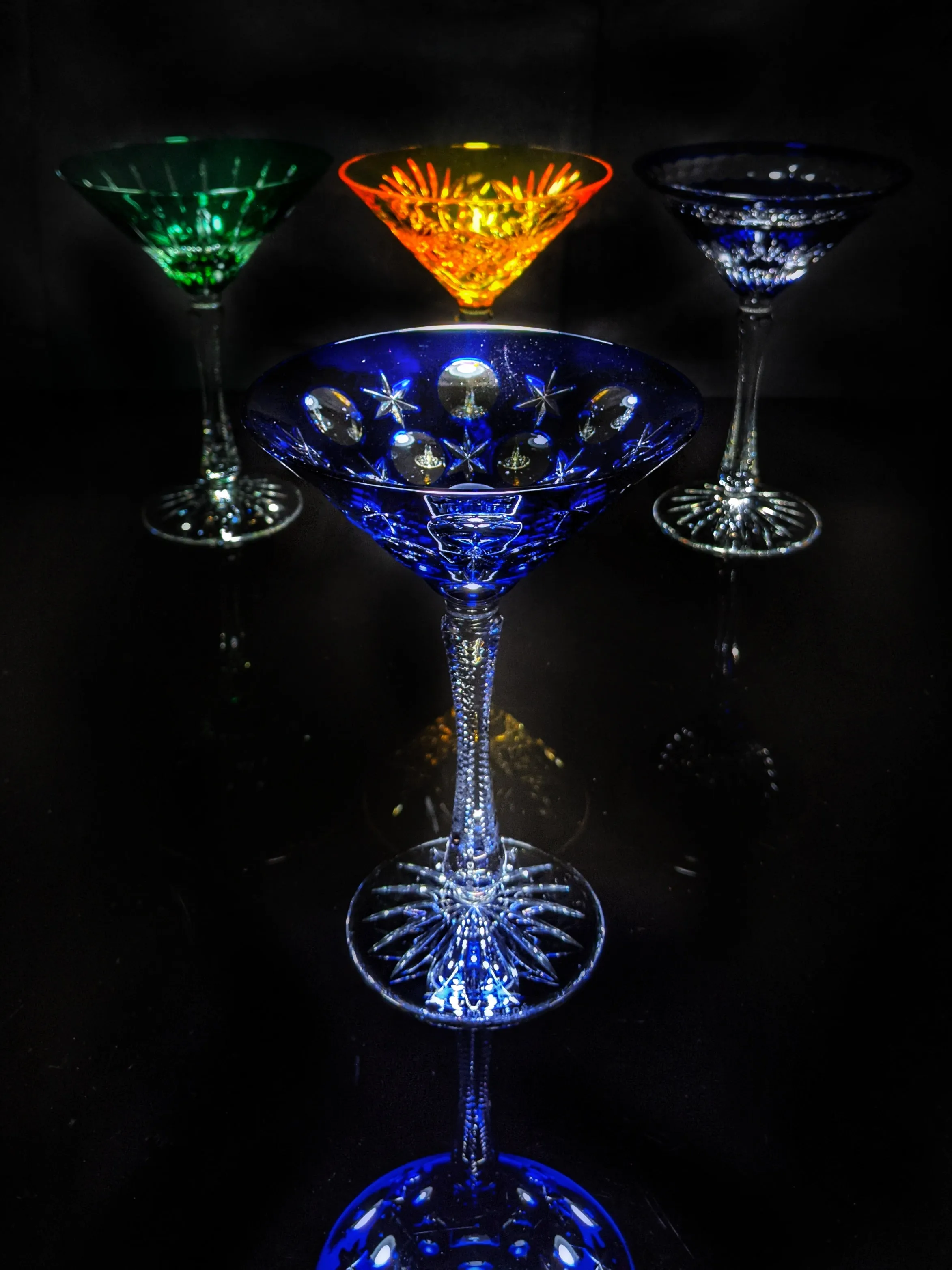Faberge Crystal Martini Glasses Set Of 4 New In Presentation box