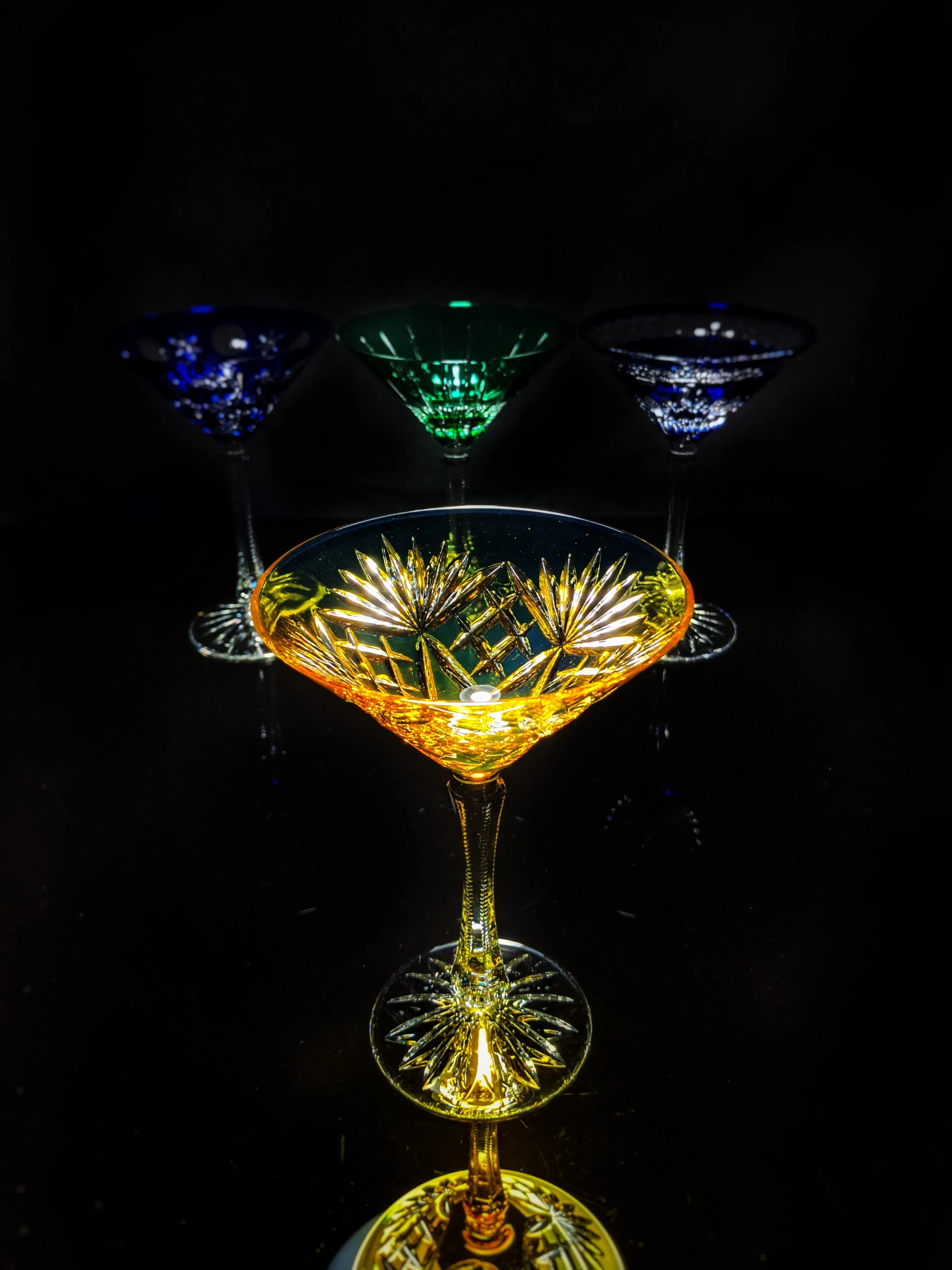 Faberge Crystal Martini Glasses Set Of 4 New In Presentation box