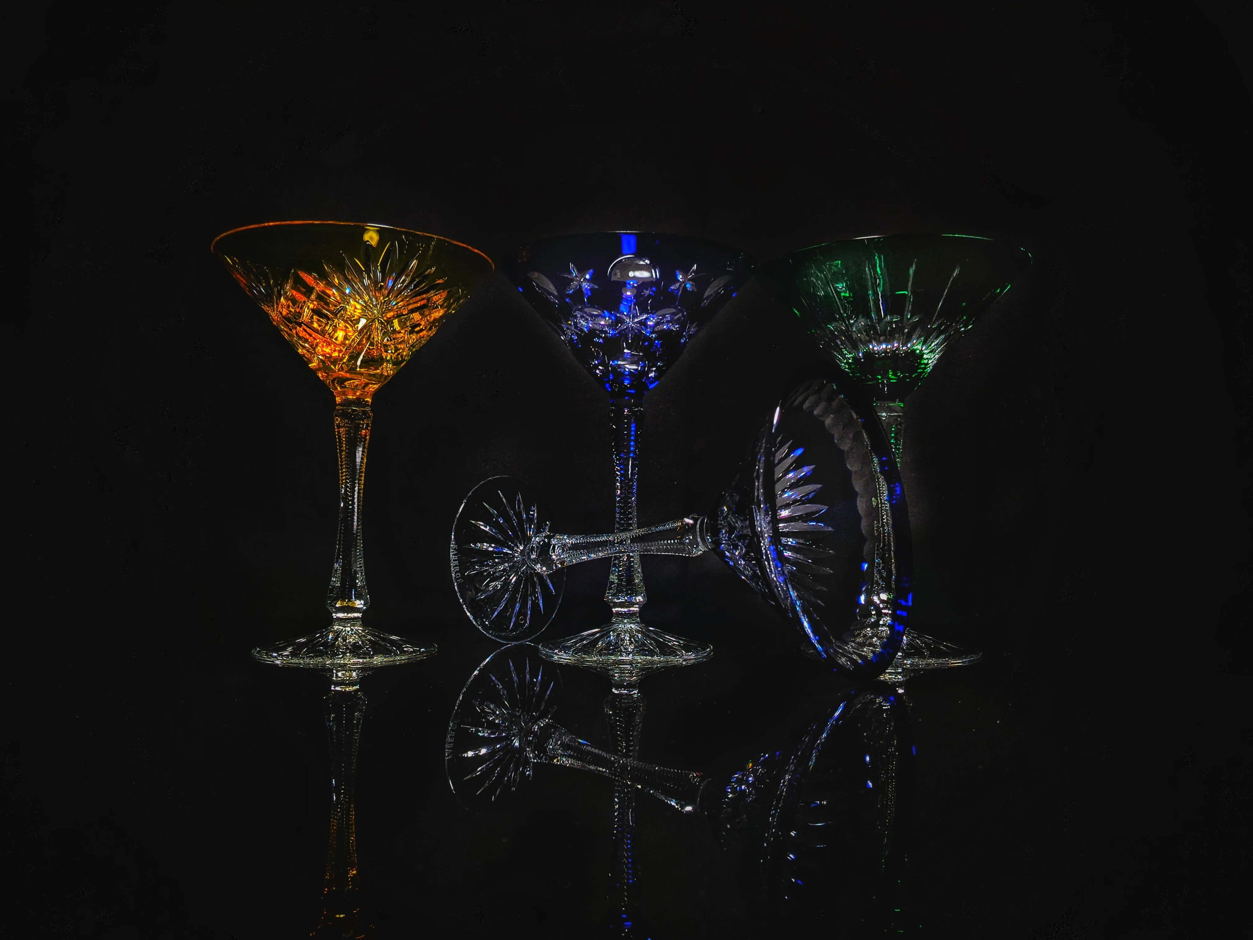 Faberge Crystal Martini Glasses Set Of 4 New In Presentation box