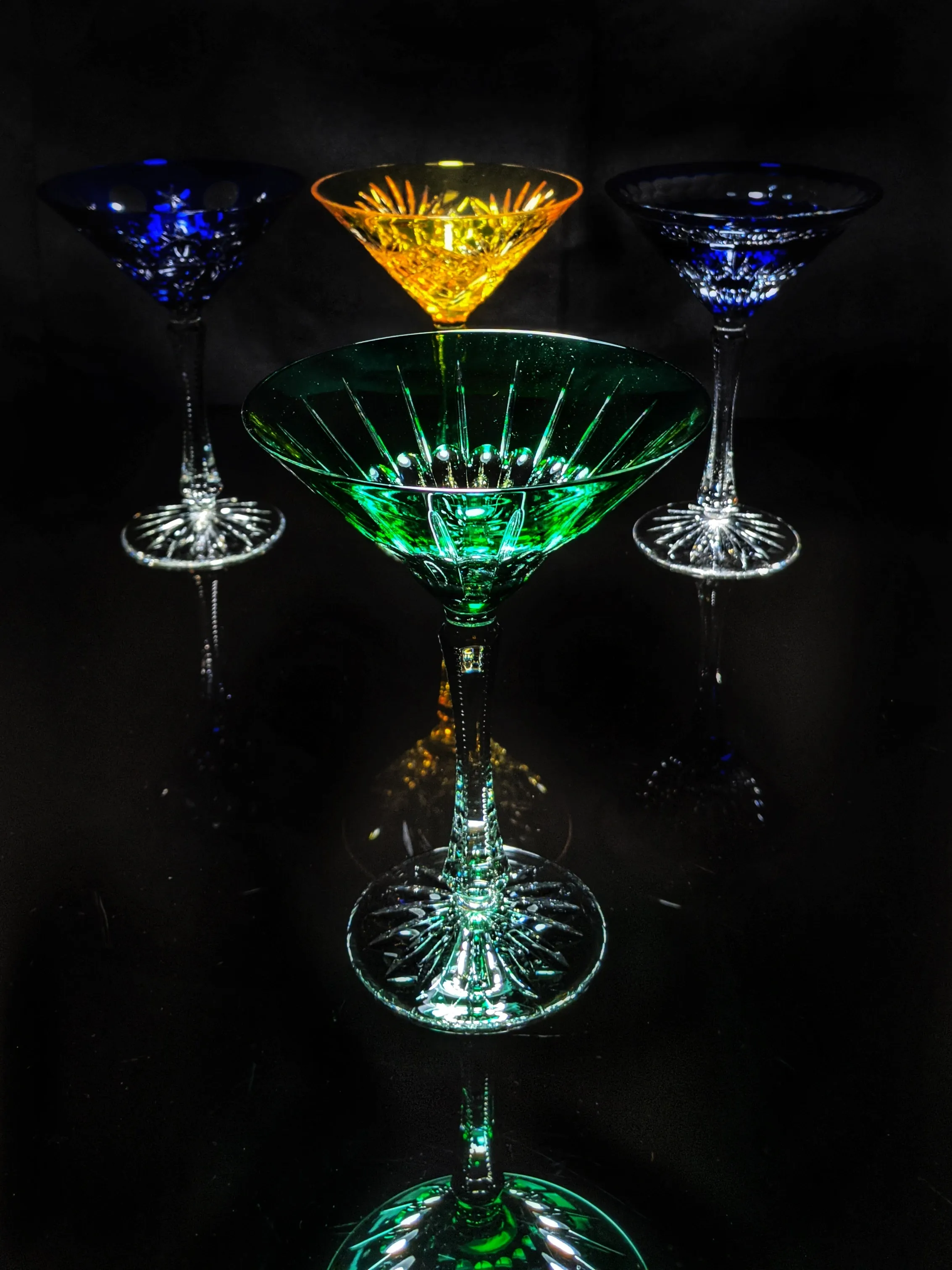 Faberge Crystal Martini Glasses Set Of 4 New In Presentation box