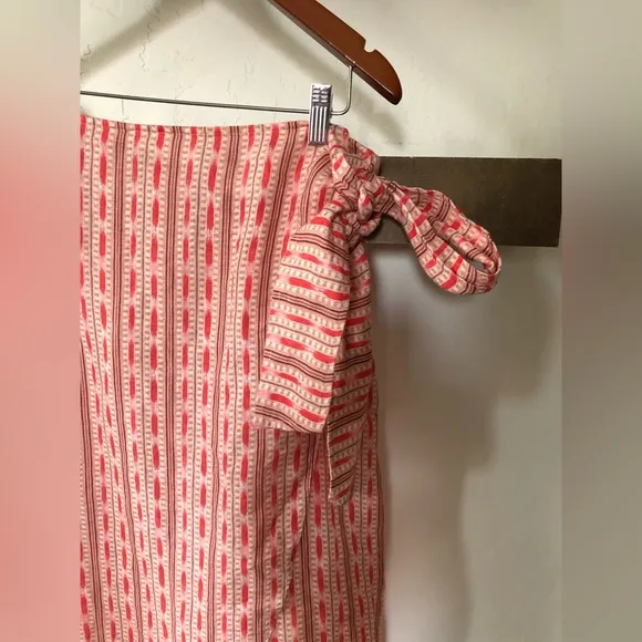 Faherty|Lagos linen wrap skirt, Neutral Hawaii geometric pattern•••Boho style